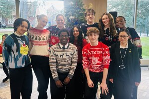 Sixth Form Christmas Jumpers Group shot with Thea